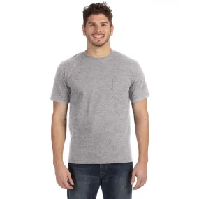 Anvil Men's Heather Grey Midweight Pocket T-Shirt