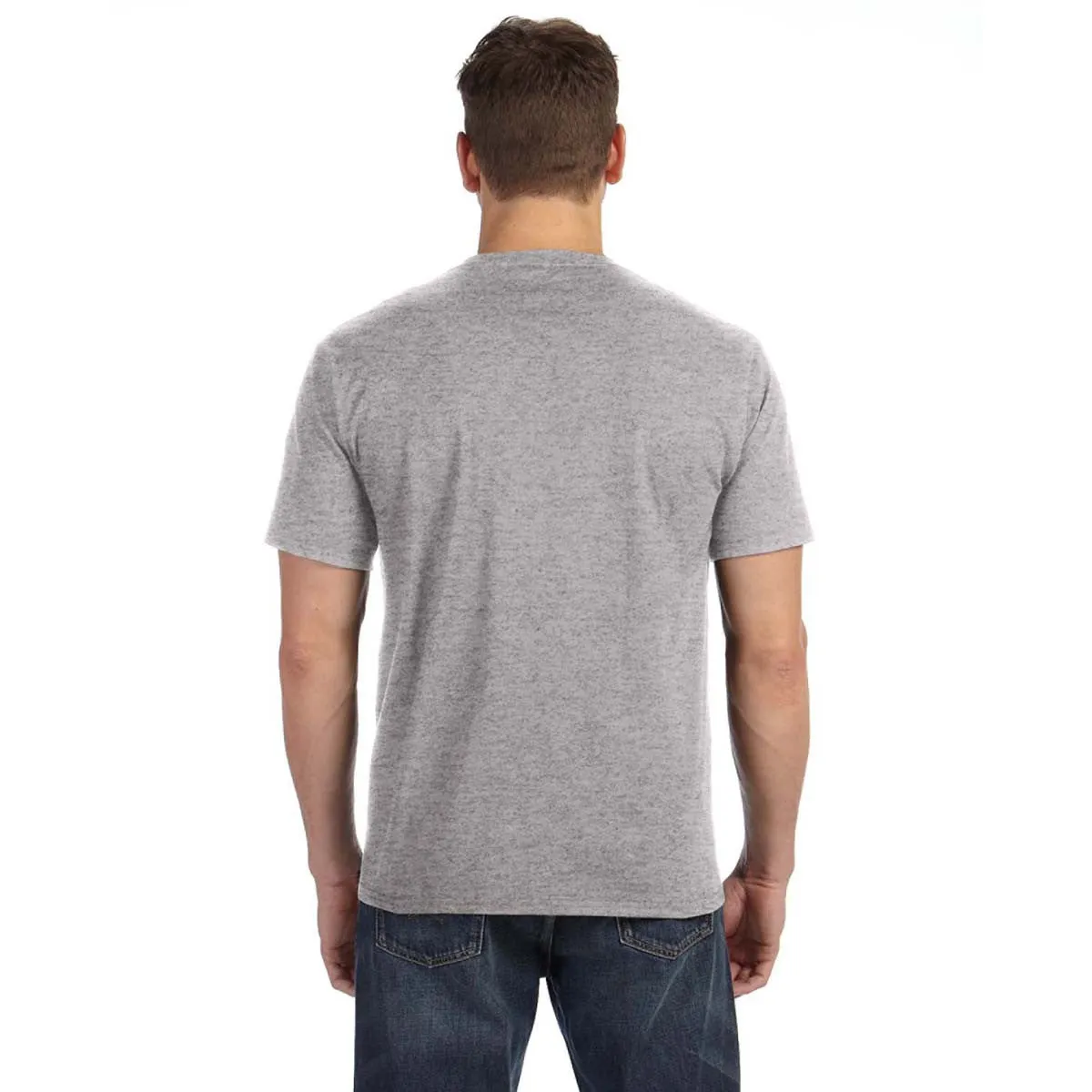 Anvil Men's Heather Grey Midweight Pocket T-Shirt