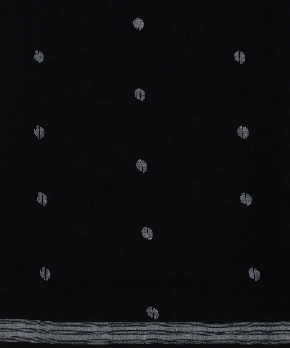 Black handwoven jamdani cotton fabric