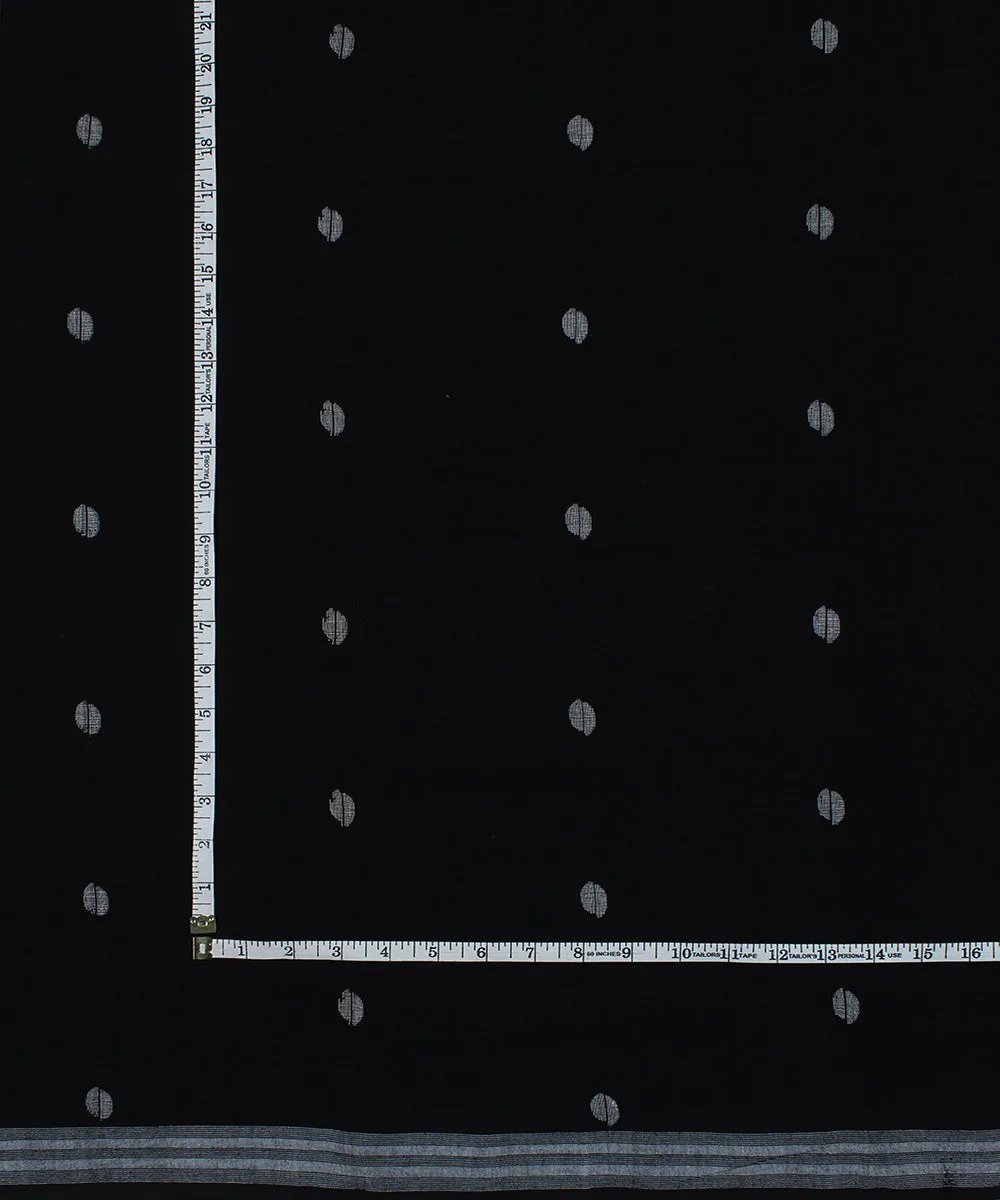 Black handwoven jamdani cotton fabric