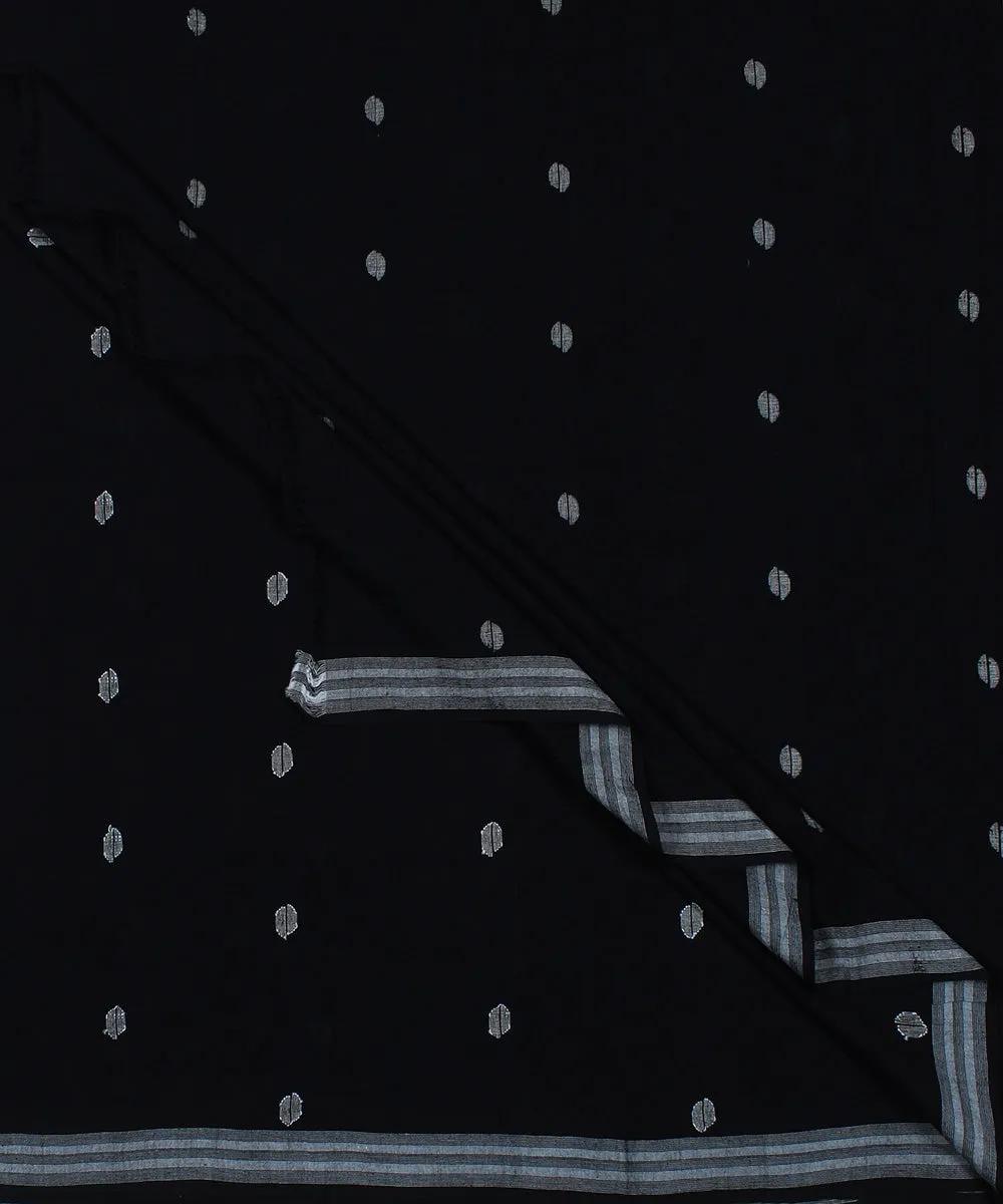 Black handwoven jamdani cotton fabric