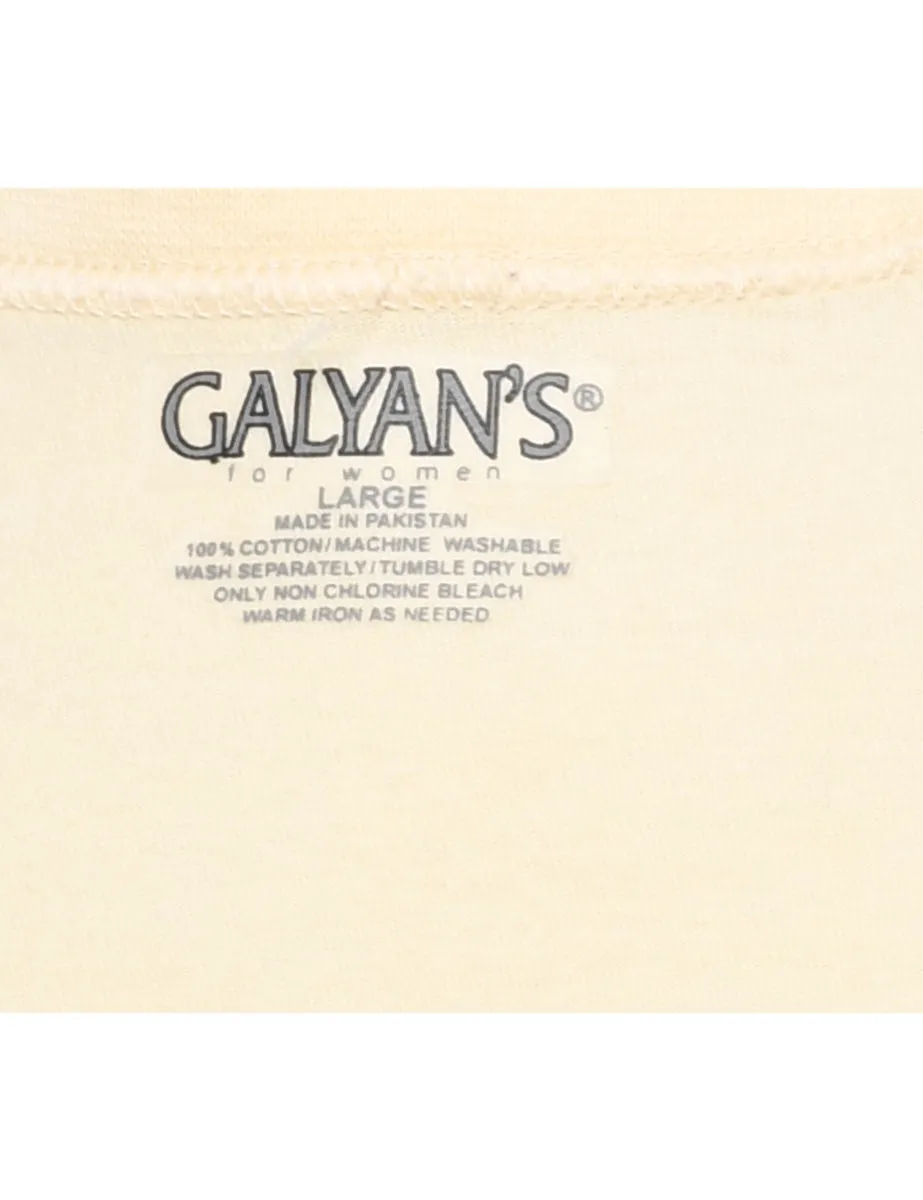 Cream Plain T-shirt - L