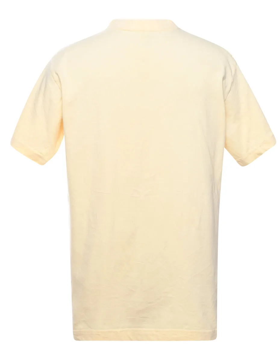 Cream Plain T-shirt - L