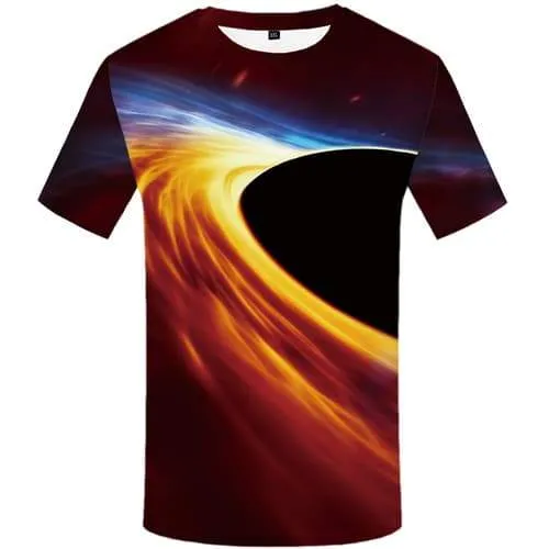Galaxy T-shirt Men Space Shirt Print Black Hole Tshirts Cool Flame Tshirts Novelty Psychedelic T-shirts Graphic Short Sleeve