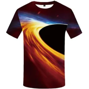 Galaxy T-shirt Men Space Shirt Print Black Hole Tshirts Cool Flame Tshirts Novelty Psychedelic T-shirts Graphic Short Sleeve