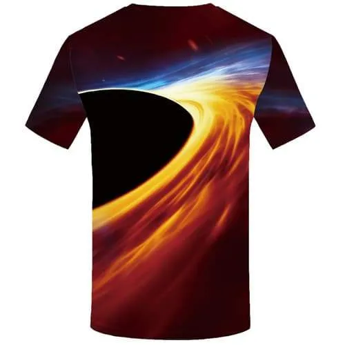 Galaxy T-shirt Men Space Shirt Print Black Hole Tshirts Cool Flame Tshirts Novelty Psychedelic T-shirts Graphic Short Sleeve