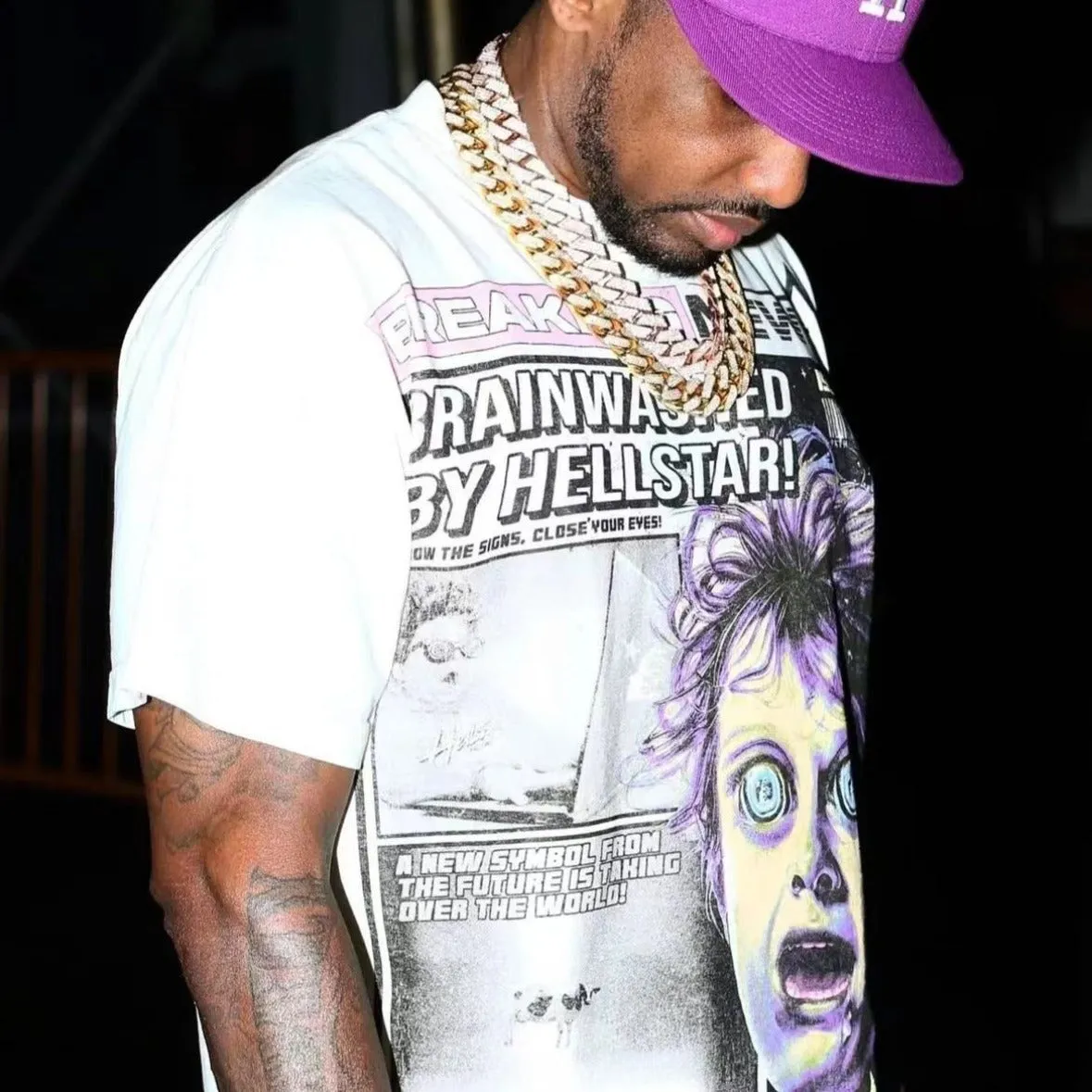 Hellstar T Shirt Graffiti Printing Pure Cotton