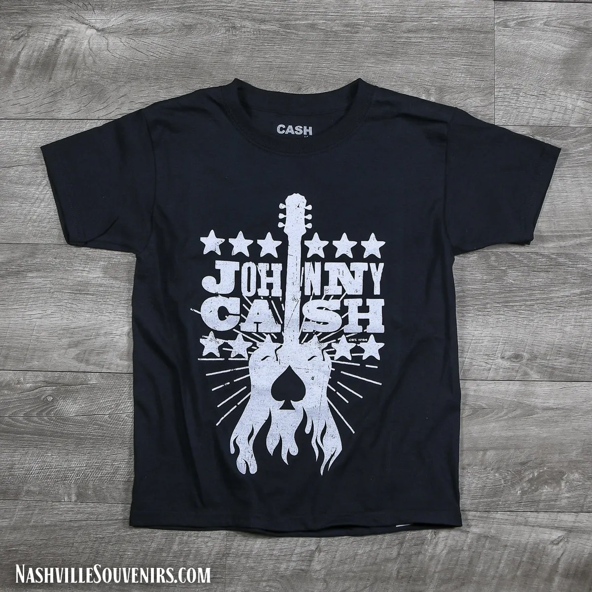 Johnny Cash Youth T-Shirt with Guitar