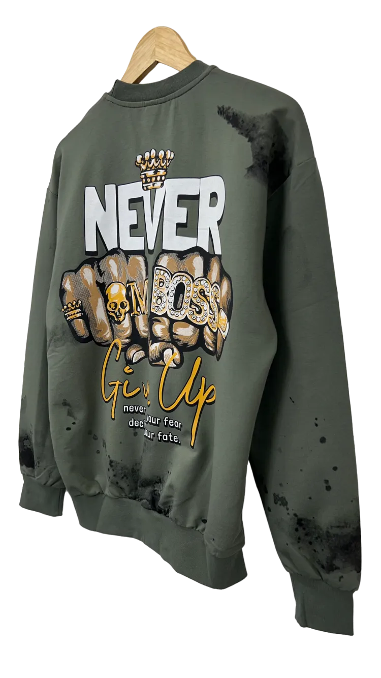Men's Olive Graphic Sweatshirt Lightweight