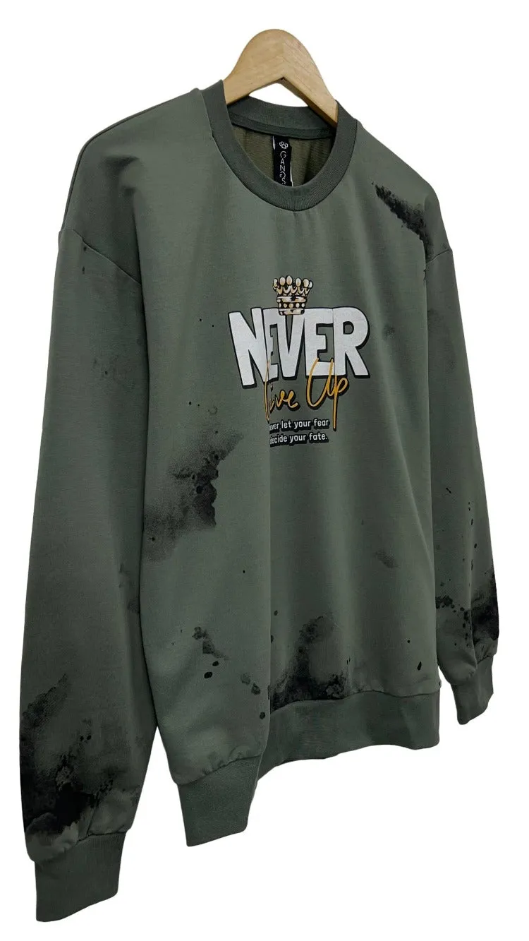 Men's Olive Graphic Sweatshirt Lightweight