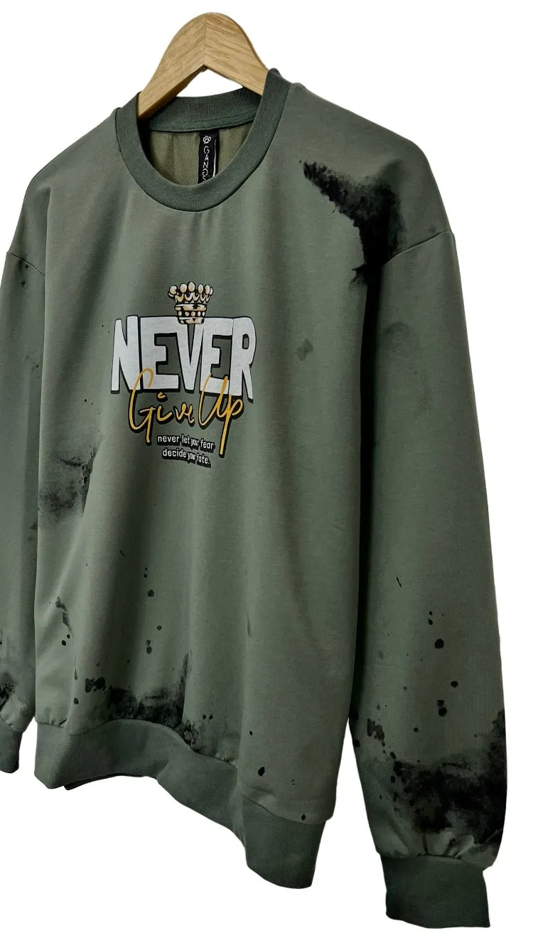 Men's Olive Graphic Sweatshirt Lightweight