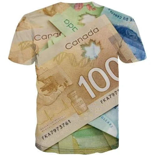 Money T-shirt Men Canada Tshirt Anime Canadian Dollar T-shirts 3d Maple Leaf Tshirts Cool Harajuku Tshirts Novelty Short Sleeve