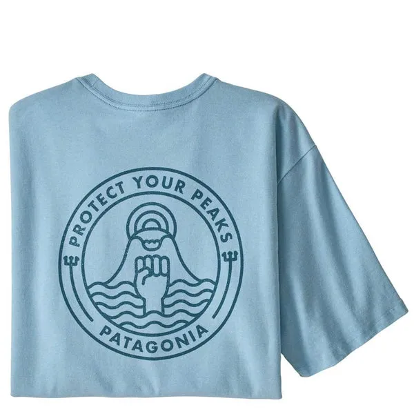 Patagonia Peak Protector Badge T-Shirt - Fin Blue